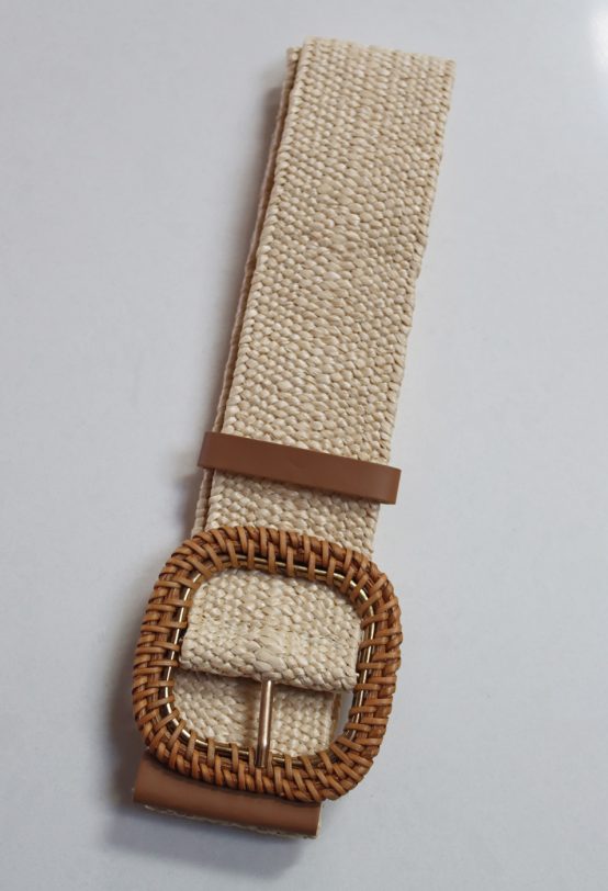 Stretch Braided Belt Beige